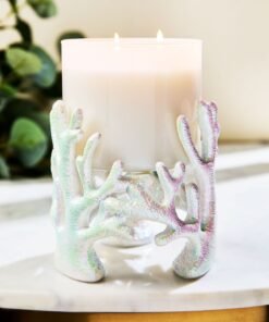 Alternative view of Iridescent Coral Pedestal 3-Wick Candle Holder