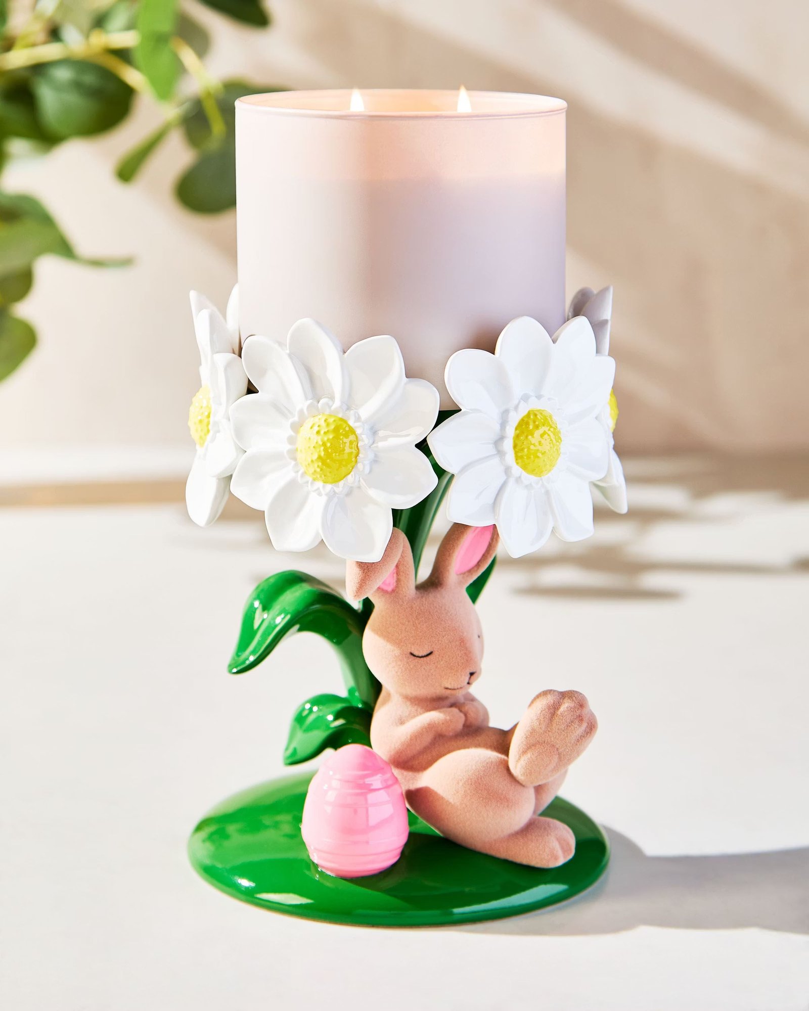 Bunny Bouquet Pedestal 3-Wick Candle Holder - Image 2