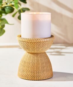 Woven Pedestal 3-Wick Candle Holder