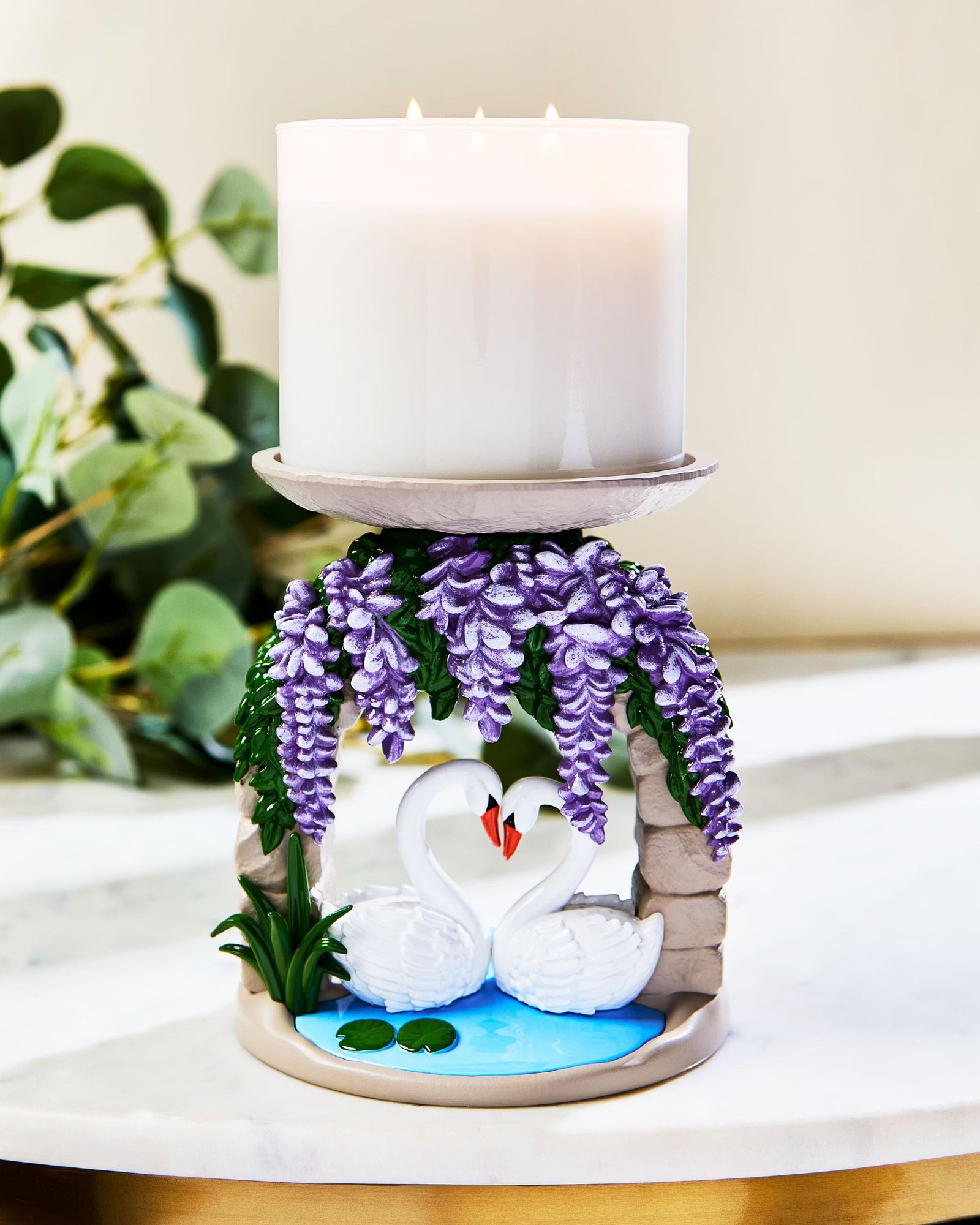 Swan Bridge Pedestal 3-Wick Candle Holder - Image 2
