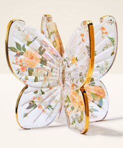 Glass Butterfly Pedestal 3-Wick Candle Holder