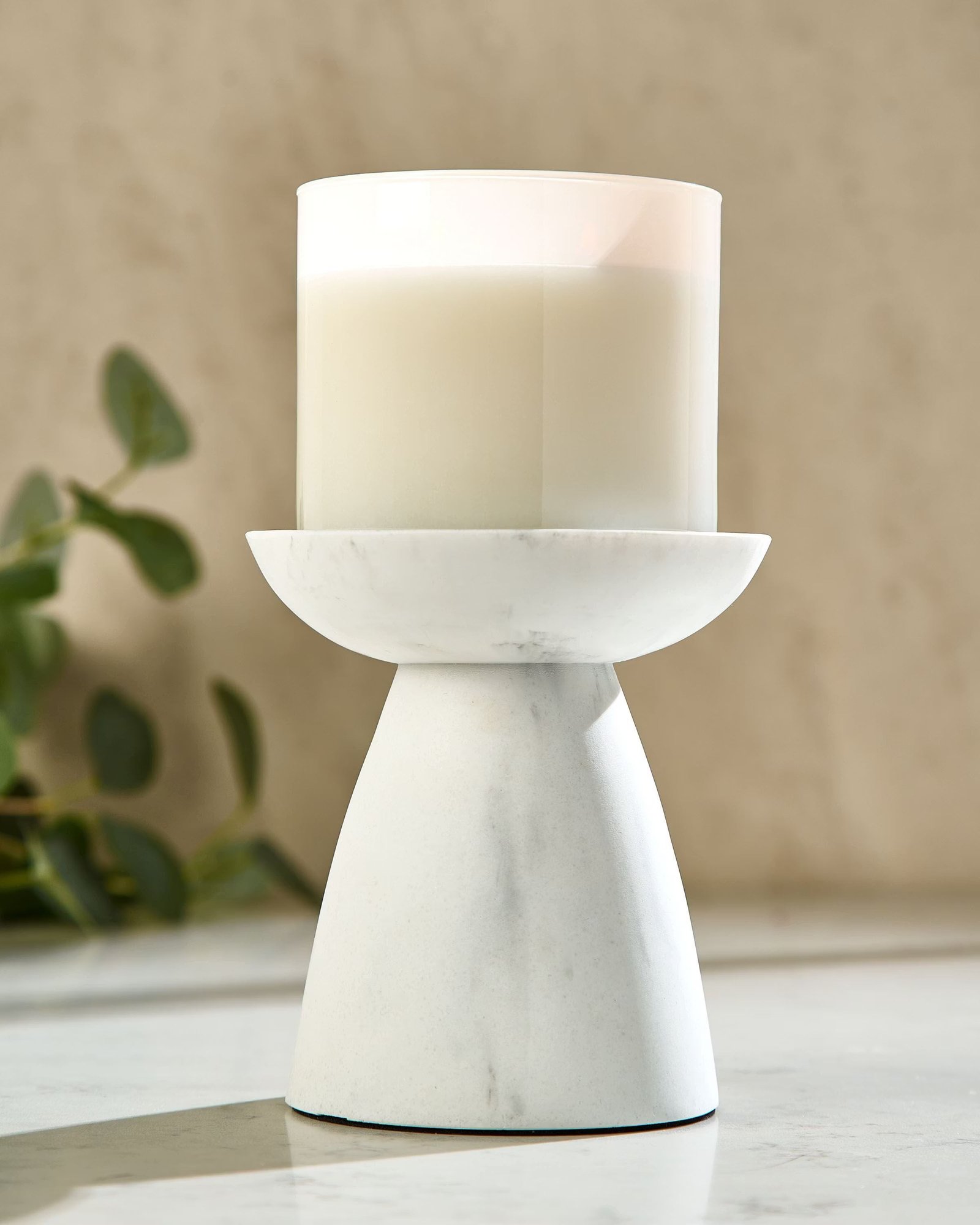 Marble Pedestal 3-Wick Candle Holder - Image 2