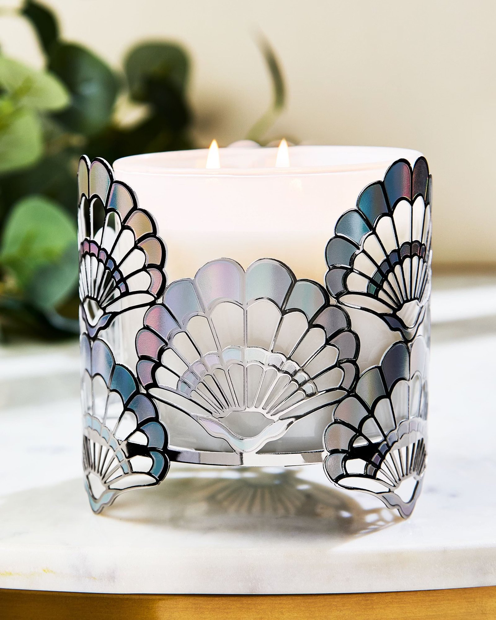 Opalescent Seashells 3-Wick Candle Holder - Image 2